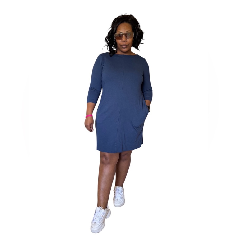 J. Jill Dress Boat Neck Ponte Knit Knee Length 3/4 Sleeve